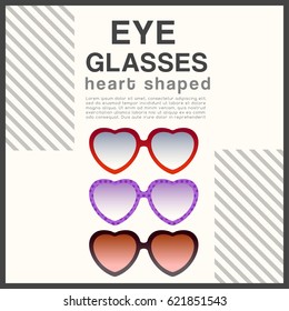 Eyeglasses Frame Type : Heart Shaped Sunglasses : Vector Illustration