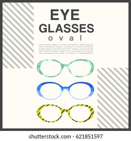 Eyeglasses Frame Type : Oval Sunglasses : Vector Illustration