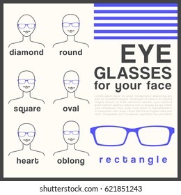 Eyeglasses Frame Type : Rectangle Sunglasses : Vector Illustration