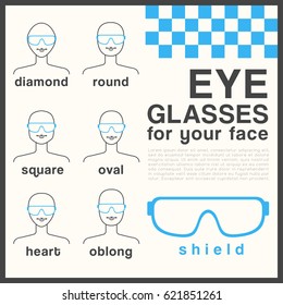 Eyeglasses Frame Type : Shield Sunglasses : Vector Illustration