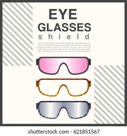 Eyeglasses Frame Type : Shield Sunglasses : Vector Illustration