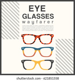 Eyeglasses Frame Type : Wayfarer Sunglasses : Vector Illustration