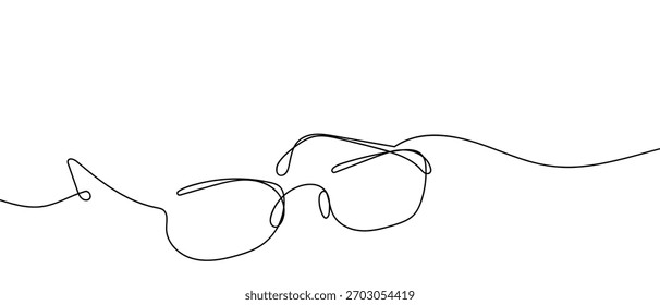 Eyeglasses, glasses, eyewear in one continuous line Dynamic single line draw design vector illustration