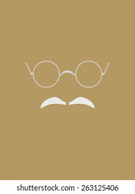 Eyeglasses and gray mustache symbol