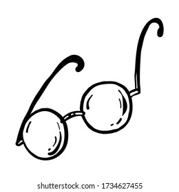 Eyeglasses in hand drawn doodle style. Sketch isolated on a white background. Vector illustration