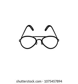 Eyeglasses hand drawn outline doodle icon. Sun glasses vector sketch illustration for print, web, mobile and infographics isolated on white background.