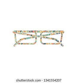 eyeglasses icon. Colored mosaic with polygons