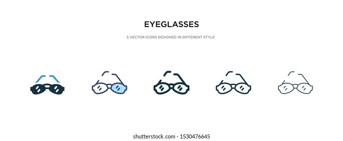 eyeglasses icon in different style vector illustration. two colored and black eyeglasses vector icons designed in filled, outline, line and stroke style can be used for web, mobile, ui