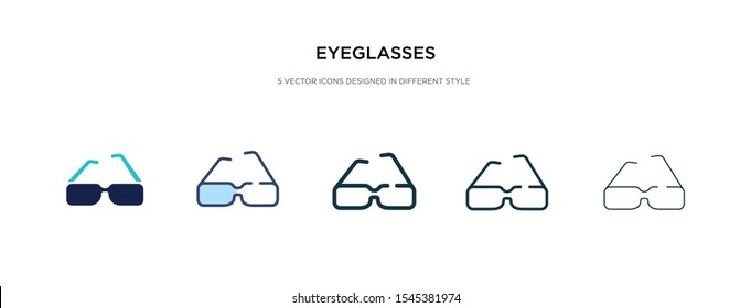 eyeglasses icon in different style vector illustration. two colored and black eyeglasses vector icons designed in filled, outline, line and stroke style can be used for web, mobile, ui