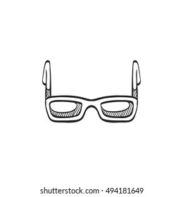 Eyeglasses icon in doodle sketch lines. Fashion hipster dark black retro