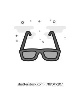 Eyeglasses icon in flat outlined grayscale style. Vector illustration.