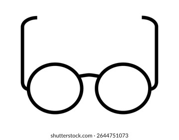 Eyeglasses icon on transparent background, flat line design, vector illustration