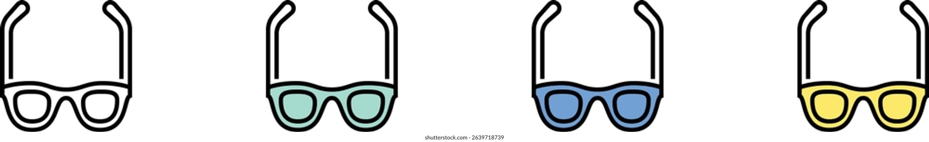 eyeglasses icon. Outline, Green, Blue and Yellow Style Design Isolated On White Background