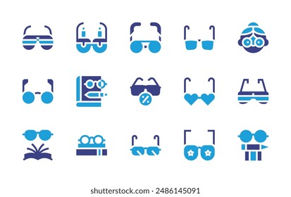 Eyeglasses icon set. Duotone color. Vector illustration. Containing eyeglasses, glasses, study, oldwoman, readingglasses, sunglasses.