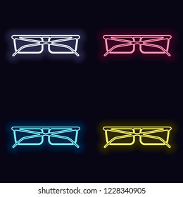 eyeglasses icon. Set of fashion neon sign. Casino style on dark background. Seamless pattern