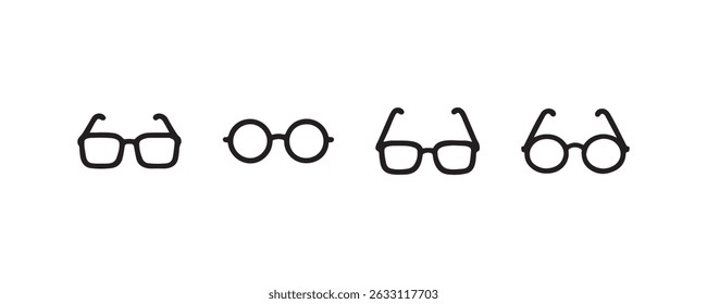 Eyeglasses icon set with round and square frames Vector