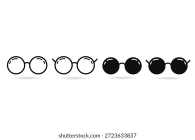 Conjunto de iconos de gafas que simboliza la visión, el enfoque y los accesorios para gafas. Ideal para servicios ópticos, diseño de moda, educación y conceptos de cuidado de la visión.