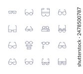 Eyeglasses icon set. Thin line icon. Editable stroke. Containing eyeglasses, glasses, partyglasses, readingglasses, sunglasses.