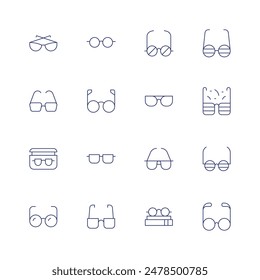 Eyeglasses icon set. Thin line icon. Editable stroke. Containing eyeglasses, glasses, readingglasses, sunglasses.