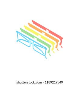 eyeglasses icon. Stack of colorful isometric icons on white background