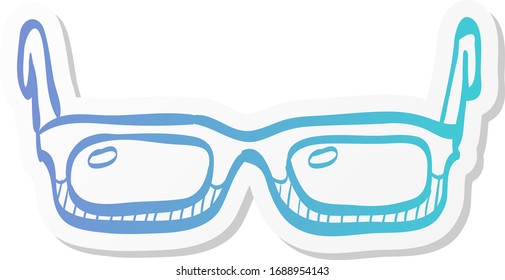 Eyeglasses icon in sticker color style. Seeing device transparent myopia elder