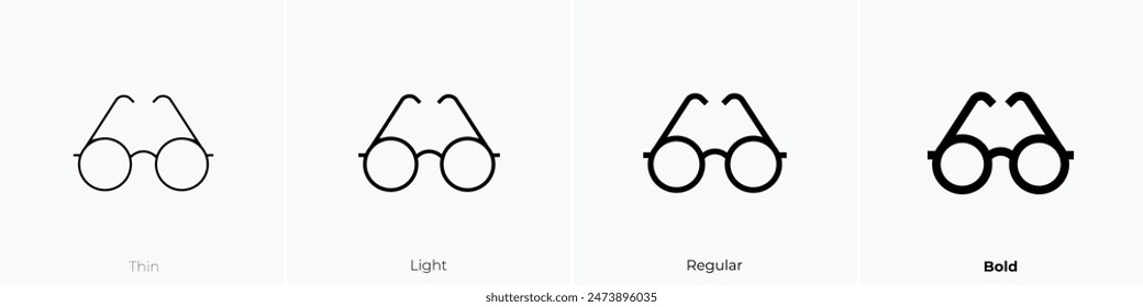 eyeglasses icon. Thin, Light Regular And Bold style design isolated on white background