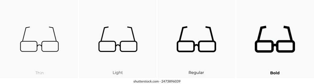 eyeglasses icon. Thin, Light Regular And Bold style design isolated on white background