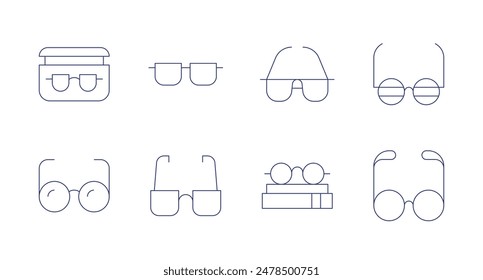 Eyeglasses icons. Editable stroke. Containing eyeglasses, glasses, readingglasses, sunglasses.