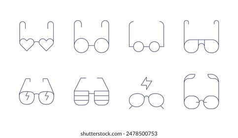 Eyeglasses icons. Editable stroke. Containing eyeglasses, glasses, party, sunglasses.
