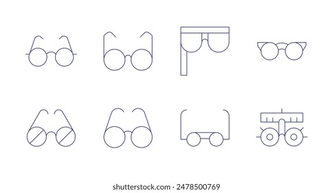 Eyeglasses icons. Editable stroke. Containing eyeglasses, glasses, ophthalmologist, sunglasses.