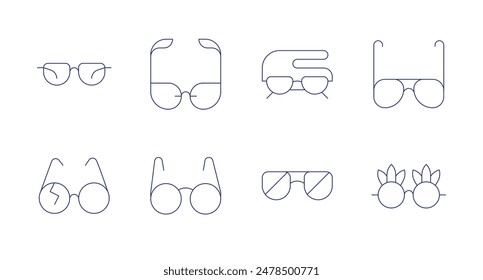 Eyeglasses icons. Editable stroke. Containing eyeglasses, glasses, readingglasses, sunglasses, vision.