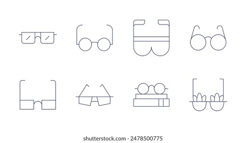 Eyeglasses icons. Editable stroke. Containing glasses, readingglasses, sunglasses.