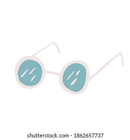 Brillen einzeln auf weißem Hintergrund. Abstrakte optische Elemente blaue Farbe in doodle-Stil Vektorgrafik.