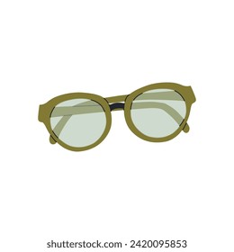 Eyeglasses with lenses isolated on transparent background. Sunglasses front view. Minimalistic hand drawn vector illustration.