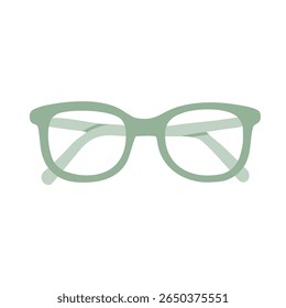 Eyeglasses with light green frame isolated on white background, perfect for vision, reading, or education-themed designs