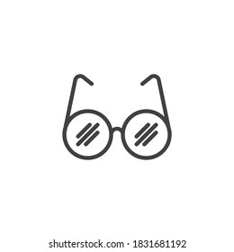 Eyeglasses line icon. linear style sign for mobile concept and web design. Round Glasses outline vector icon. Symbol, logo illustration. Vector graphics