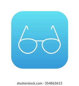 Icono de línea de anteojos para web, móvil e infografía. Icono de blanco vector en el cuadrado de gradiente azul con esquinas redondeadas aisladas en fondo blanco.