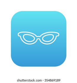 Eyeglasses line icon for web, mobile and infographics. Vector white icon on the blue gradient square with rounded corners isolated on white background.