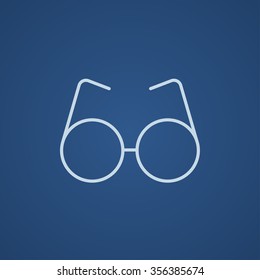 Icono de línea de anteojos para web, móvil e infografía. Icono azul claro del vector aislado en fondo azul.