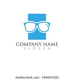 logotipo de anteojos y vector de símbolo