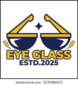 eyeglasses logo vector design in yellow and blue in simple style. suitable for logos, icons, posters, advertisements, banners, companies, t-shirt designs, stickers, websites.