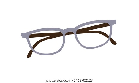 Eyeglasses, modern eyewear. Eye glasses with medical optic lenses and stylish frames. Rounded spectacles, ocular accessory for eyesight. Flat vector illustration isolated on white background