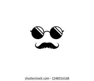 Eyeglasses with mustache icon illustration