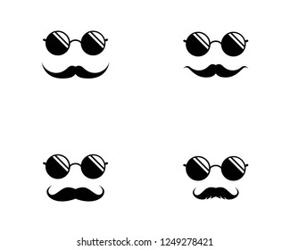 Eyeglasses with mustache icon illustration