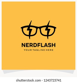 Eyeglasses Nerd Flash Logo Design Template