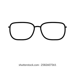 Eyeglasses on everyday, line frame glasses. Spectacles with transparent lenses. Vector flat illustration