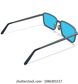 eyeglasses opened the temples isolated from the right back view