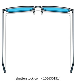 eyeglasses opened the temples isolated from the top view