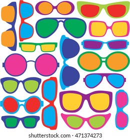 Eyeglasses Pattern
Illustration of eyeglass frame styles in a colorful seamless pattern. Pattern is in the Swatches Palette.