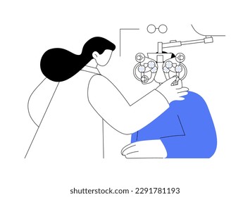 Eyeglasses prescription abstract concept vector illustration. Process of eyeglasses prescription, ophthalmologist visit, optometrist occupation, nearsightedness diagnosis abstract metaphor.